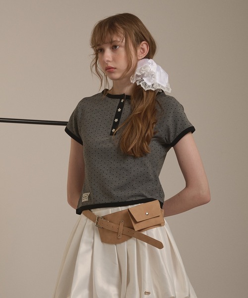 hazyl(ヘイジル)の「assort henry design button T-shirt / アソートヘンリーデザインボタンTシャツ(Tシャツ/カットソー・レディース・ブルー系その他/グレー系その他・フリー)」の5枚目の写真