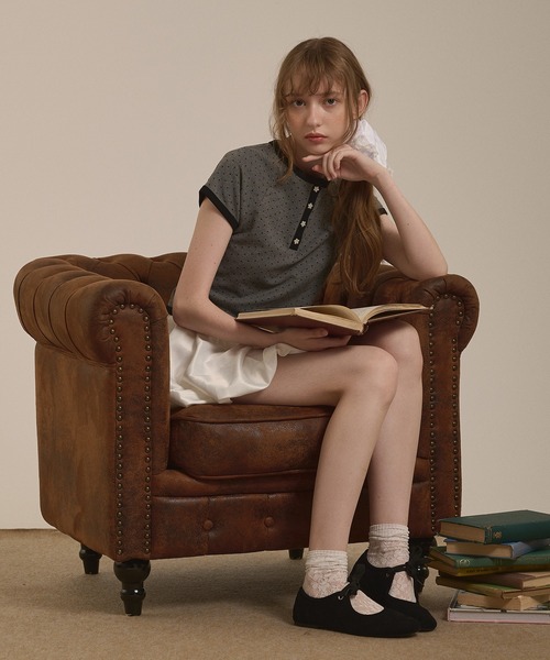 hazyl(ヘイジル)の「assort henry design button T-shirt / アソートヘンリーデザインボタンTシャツ(Tシャツ/カットソー・レディース・ブルー系その他/グレー系その他・フリー)」の15枚目の写真