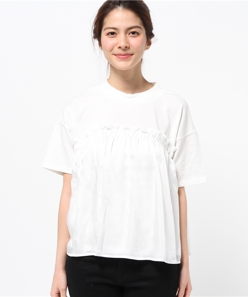 OUTLET（アウトレット）の「【Discoat】レイヤード風H/N（Tシャツ/カットソー・レディース・ホワイト×ホワイト/グレー系その他・FREE）」の3枚目の写真