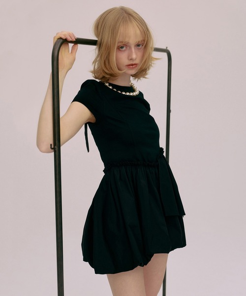 EIMY ISTOIRE(エイミーイストワール)の「LYRA MINI DRESS(ワンピース・レディース・ブラック/ホワイト/ベージュ・F)」の8枚目の写真