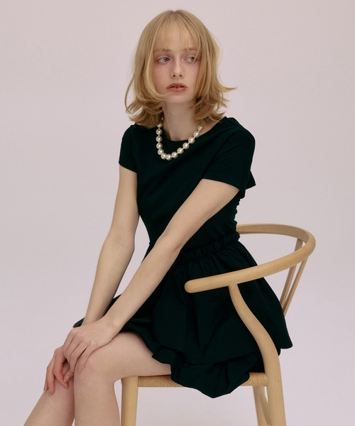 EIMY ISTOIRE(エイミーイストワール)の「LYRA MINI DRESS(ワンピース・レディース・ブラック/ホワイト/ベージュ・F)」の9枚目の写真