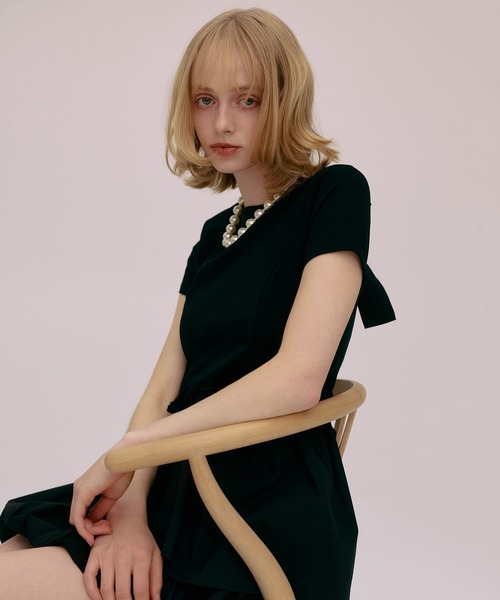 EIMY ISTOIRE(エイミーイストワール)の「LYRA MINI DRESS(ワンピース・レディース・ブラック/ホワイト/ベージュ・F)」の10枚目の写真
