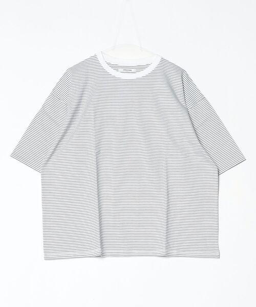 MINEDENIM（マインデニム）の「MINEDENIM (マインデニム)Micro Border Loose Crewneck T-SH（Tシャツ/カットソー・メンズ・ブラック/ホワイト・L/M）」の2枚目の写真
