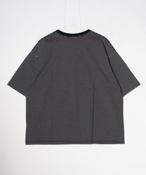 MINEDENIM(マインデニム)の「MINEDENIM (マインデニム)Micro Border Loose Crewneck T-SH(Tシャツ/カットソー・メンズ・ブラック/ホワイト・L/M)」の3枚目の写真