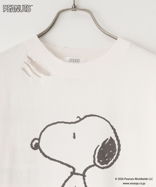 LOWRYS FARM(ローリーズファーム)の「【SNOOPY】クラッシュTシャツ(Tシャツ/カットソー・レディース・オフホワイト/チャコールグレー/ライトブルー・FREE)」の8枚目の写真