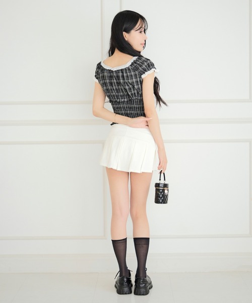 ALLuRing ChaRm(アリュリングチャーム)の「Pleated Sweat Mini Skirt Pants / プリーツスウェットミニスカートパンツ(スカート・レディース・ダークグレー/グレー/ホワイト・M/S)」の9枚目の写真