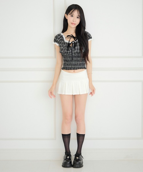 ALLuRing ChaRm(アリュリングチャーム)の「Pleated Sweat Mini Skirt Pants / プリーツスウェットミニスカートパンツ(スカート・レディース・ダークグレー/グレー/ホワイト・M/S)」の17枚目の写真