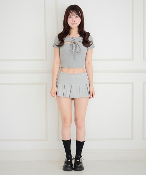 ALLuRing ChaRm(アリュリングチャーム)の「Pleated Sweat Mini Skirt Pants / プリーツスウェットミニスカートパンツ(スカート・レディース・ダークグレー/グレー/ホワイト・M/S)」の22枚目の写真