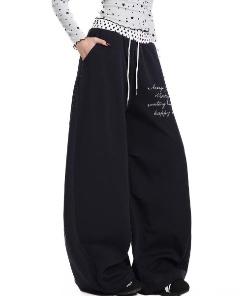 FUNdaysion(ファンデイション)の「ドットウエスト切替ワイドパンツ(その他パンツ・レディース・ホワイト/ネイビー・M)」の2枚目の写真