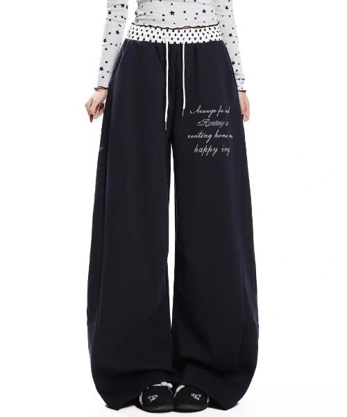 FUNdaysion(ファンデイション)の「ドットウエスト切替ワイドパンツ(その他パンツ・レディース・ホワイト/ネイビー・M)」の6枚目の写真