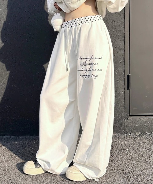 FUNdaysion(ファンデイション)の「ドットウエスト切替ワイドパンツ(その他パンツ・レディース・ホワイト/ネイビー・M)」の7枚目の写真