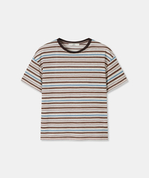 THEENDQUESTION（ジエンドクエスチョン）の「Cool stripe t-shirt / BROWN（Tシャツ/カットソー）」