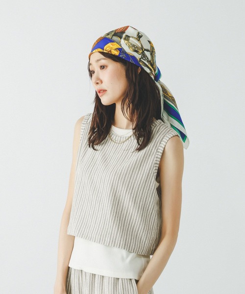 GLOBAL WORK(グローバルワーク)の「ジャガードストライプノースリーブ*タンク/797224(Tシャツ/カットソー・レディース・スミクロ/ホワイト系その他・MEDIUM/LARGE)」の12枚目の写真