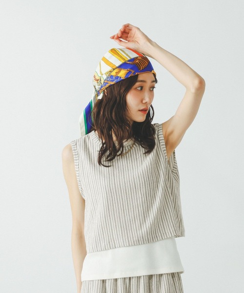 GLOBAL WORK(グローバルワーク)の「ジャガードストライプノースリーブ*タンク/797224(Tシャツ/カットソー・レディース・スミクロ/ホワイト系その他・MEDIUM/LARGE)」の13枚目の写真