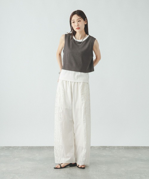 GLOBAL WORK(グローバルワーク)の「ジャガードストライプノースリーブ*タンク/797224(Tシャツ/カットソー・レディース・スミクロ/ホワイト系その他・MEDIUM/LARGE)」の20枚目の写真