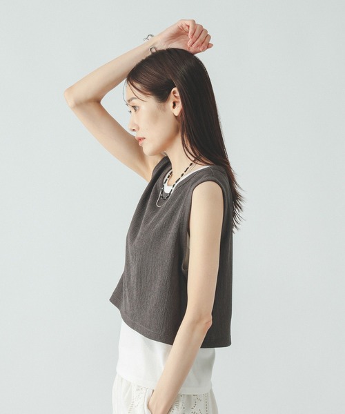 GLOBAL WORK(グローバルワーク)の「ジャガードストライプノースリーブ*タンク/797224(Tシャツ/カットソー・レディース・スミクロ/ホワイト系その他・MEDIUM/LARGE)」の22枚目の写真