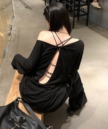 シアー バックオープン UVカット 日焼け防止 ロンT トップス