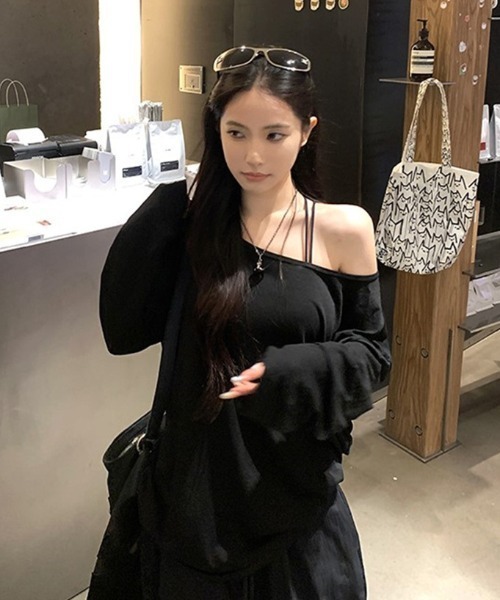 DEVICE（デバイス）の「シアー バックオープン UVカット 日焼け防止 ロンT トップス（Tシャツ/カットソー・レディース・ブラック/ホワイト・FREE）」の7枚目の写真
