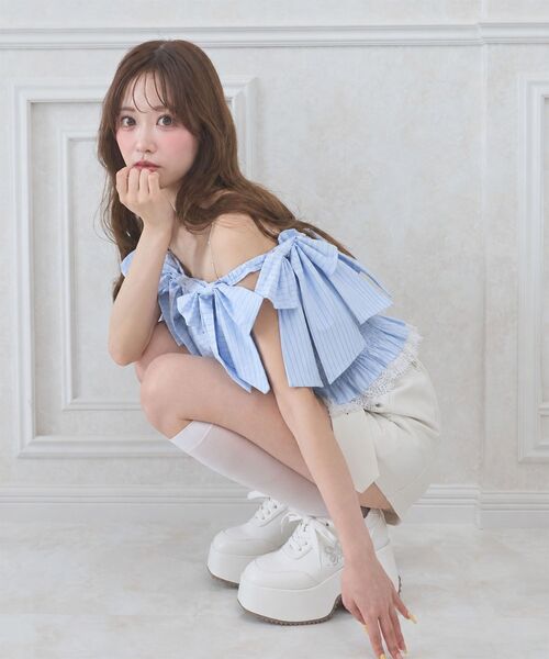 MAJESTIC LEGON（マジェスティックレゴン）の「キラキラメニーリボンブラウス（シャツ/ブラウス・レディース・ホワイト系その他/ブルー系その他2/ピンク/ブラック・MEDIUM）」の16枚目の写真