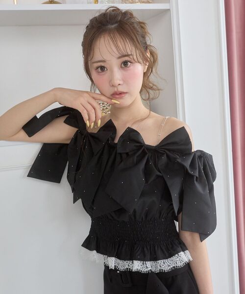 MAJESTIC LEGON（マジェスティックレゴン）の「キラキラメニーリボンブラウス（シャツ/ブラウス・レディース・ホワイト系その他/ブルー系その他2/ピンク/ブラック・MEDIUM）」の18枚目の写真