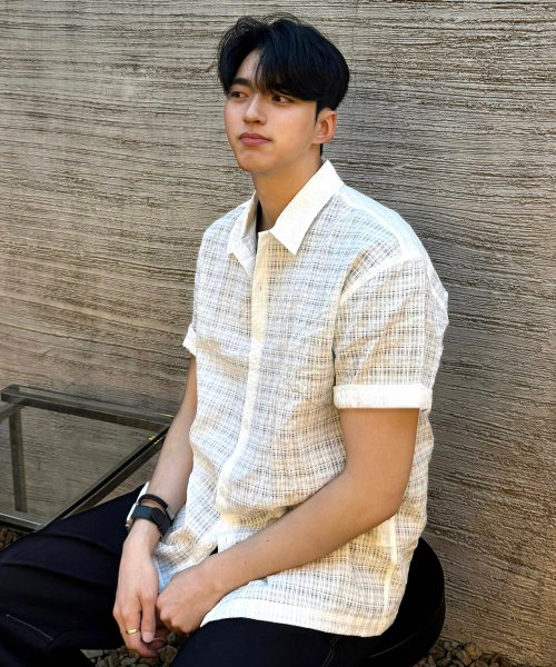MINDBRIDGE（マインドブリッジ）の「[COUTURE]クロシェオーバーサイズ半袖シャツ - 2カラー（シャツ/ブラウス・メンズ・ホワイト/ブラック・100/110/95/105）」の4枚目の写真