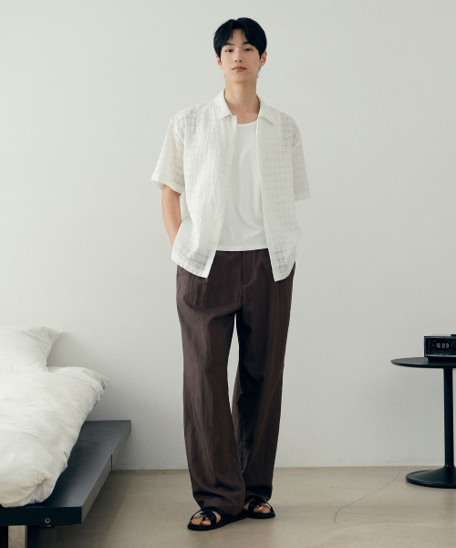 MINDBRIDGE（マインドブリッジ）の「[COUTURE]クロシェオーバーサイズ半袖シャツ - 2カラー（シャツ/ブラウス・メンズ・ホワイト/ブラック・100/110/95/105）」の8枚目の写真