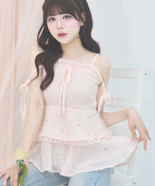 Belle Charme（ベルシャルム）の「【Belle Charme】Shaggy Peplum Tunic（シャツ/ブラウス・レディース・ブラック/ピンク/アイボリー・FREE）」の3枚目の写真