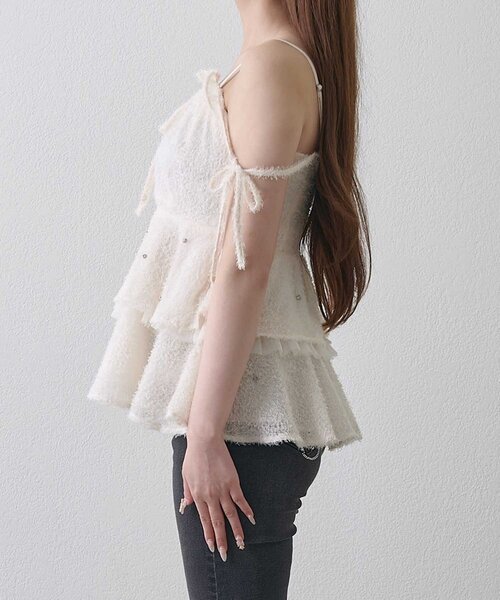 Belle Charme（ベルシャルム）の「【Belle Charme】Shaggy Peplum Tunic（シャツ/ブラウス・レディース・ブラック/ピンク/アイボリー・FREE）」の7枚目の写真