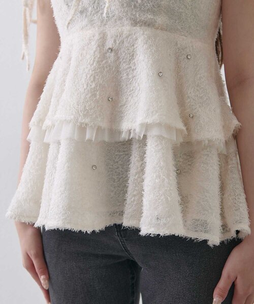 Belle Charme（ベルシャルム）の「【Belle Charme】Shaggy Peplum Tunic（シャツ/ブラウス・レディース・ブラック/ピンク/アイボリー・FREE）」の10枚目の写真