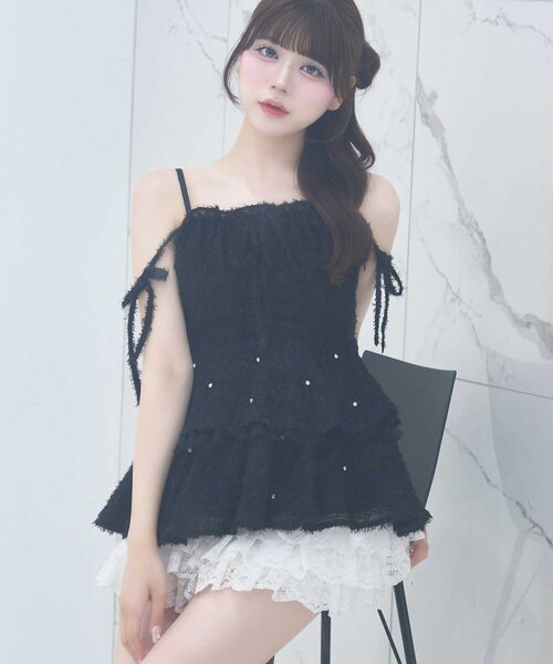 Belle Charme（ベルシャルム）の「【Belle Charme】Shaggy Peplum Tunic（シャツ/ブラウス・レディース・ブラック/ピンク/アイボリー・FREE）」の18枚目の写真