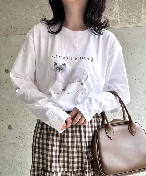tunee(チュニー)の「CATリボンロンT/長袖Tシャツ(hsyd)(Tシャツ/カットソー・レディース・ホワイト・LARGE/MEDIUM)」の2枚目の写真