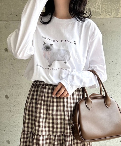 tunee(チュニー)の「CATリボンロンT/長袖Tシャツ(hsyd)(Tシャツ/カットソー・レディース・ホワイト・LARGE/MEDIUM)」の3枚目の写真