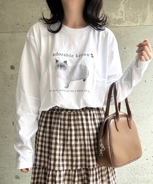 tunee(チュニー)の「CATリボンロンT/長袖Tシャツ(hsyd)(Tシャツ/カットソー・レディース・ホワイト・LARGE/MEDIUM)」の8枚目の写真