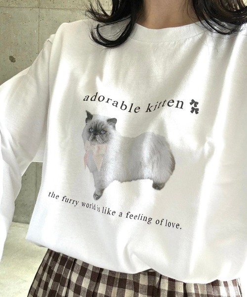 tunee(チュニー)の「CATリボンロンT/長袖Tシャツ(hsyd)(Tシャツ/カットソー・レディース・ホワイト・LARGE/MEDIUM)」の14枚目の写真