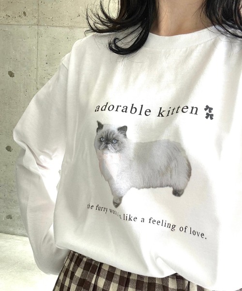 tunee(チュニー)の「CATリボンロンT/長袖Tシャツ(hsyd)(Tシャツ/カットソー・レディース・ホワイト・LARGE/MEDIUM)」の15枚目の写真