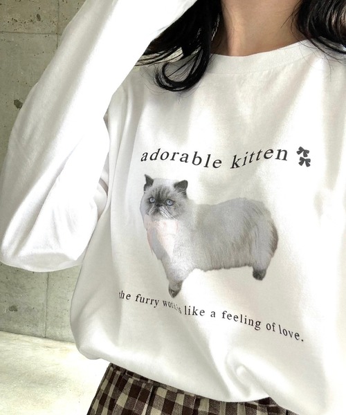 tunee(チュニー)の「CATリボンロンT/長袖Tシャツ(hsyd)(Tシャツ/カットソー・レディース・ホワイト・LARGE/MEDIUM)」の16枚目の写真