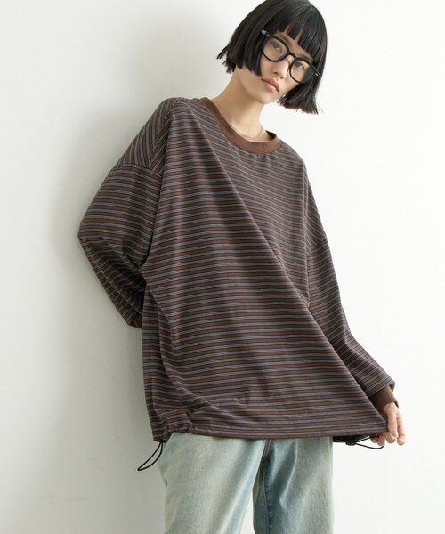 オーバーサイズマルチボーダーロンTee（Tシャツ/カットソー