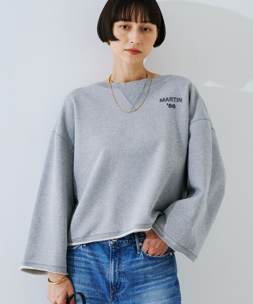 Rouge vif（ルージュヴィフ）の「【IRONING/アイロニング】ロゴショート丈スウェット/スエット logo aweat short po（スウェット・レディース・ホワイト/チャコールグレー・フリー）」の2枚目の写真