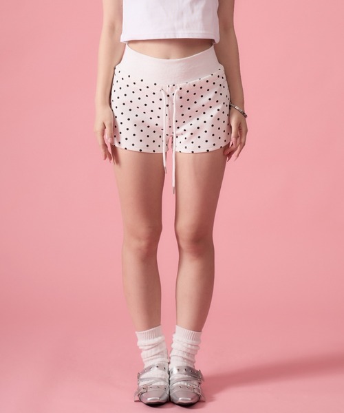 mindseeker girls(マインドシーカーガールズ)の「Wing Dot Sweat Shorts / ウィングドットスウェットショートパンツ(スウェットパンツ・レディース・ホワイト/グレー・FREE)」の3枚目の写真