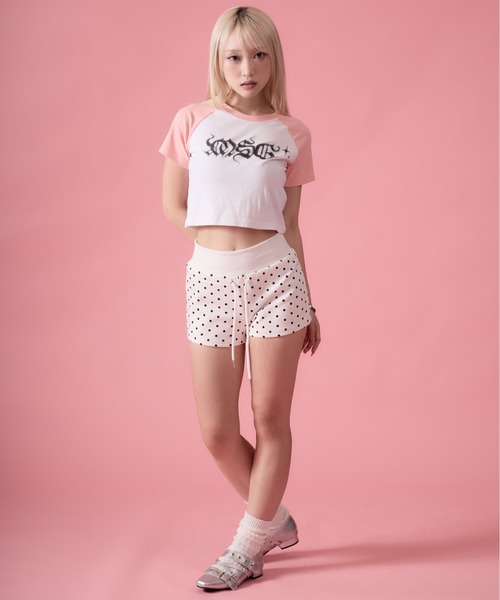 mindseeker girls(マインドシーカーガールズ)の「Wing Dot Sweat Shorts / ウィングドットスウェットショートパンツ(スウェットパンツ・レディース・ホワイト/グレー・FREE)」の6枚目の写真