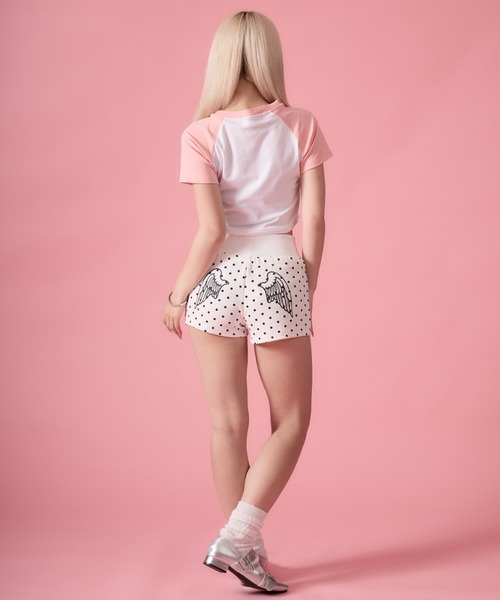 mindseeker girls(マインドシーカーガールズ)の「Wing Dot Sweat Shorts / ウィングドットスウェットショートパンツ(スウェットパンツ・レディース・ホワイト/グレー・FREE)」の8枚目の写真