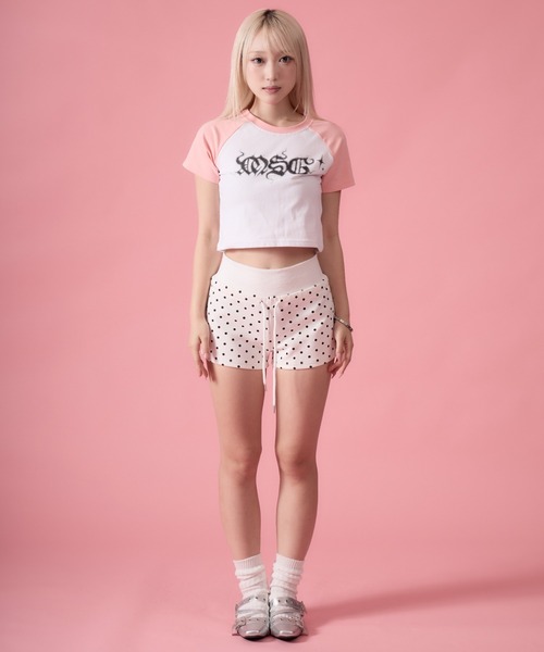 mindseeker girls(マインドシーカーガールズ)の「Wing Dot Sweat Shorts / ウィングドットスウェットショートパンツ(スウェットパンツ・レディース・ホワイト/グレー・FREE)」の5枚目の写真