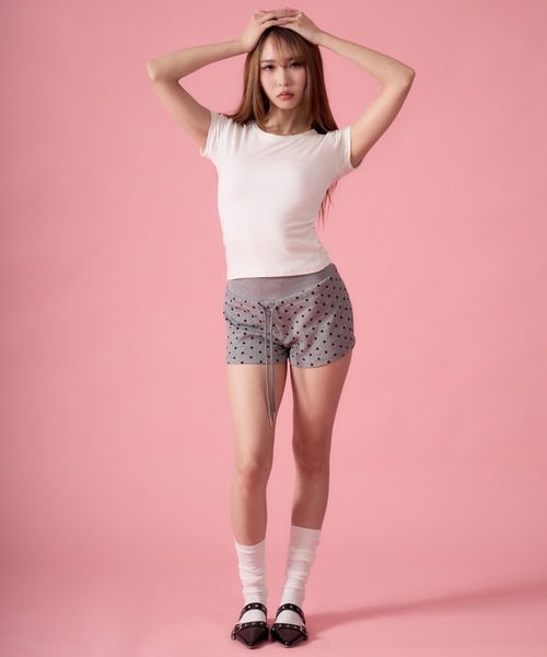 mindseeker girls(マインドシーカーガールズ)の「Wing Dot Sweat Shorts / ウィングドットスウェットショートパンツ(スウェットパンツ・レディース・ホワイト/グレー・FREE)」の14枚目の写真