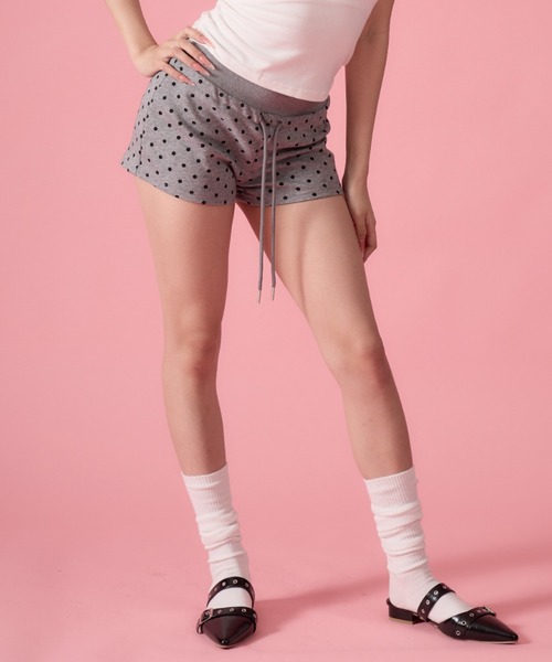 mindseeker girls(マインドシーカーガールズ)の「Wing Dot Sweat Shorts / ウィングドットスウェットショートパンツ(スウェットパンツ・レディース・ホワイト/グレー・FREE)」の11枚目の写真