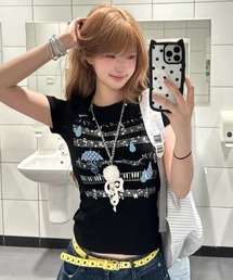 y2k アンブレラモチーフ半袖Tシャツ