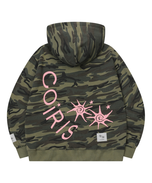 COIRIS(コイリス)の「グラインセットアップカモツーウェイフードジップアップ男女共用(パーカー・レディース・カーキ・FREE)」の3枚目の写真