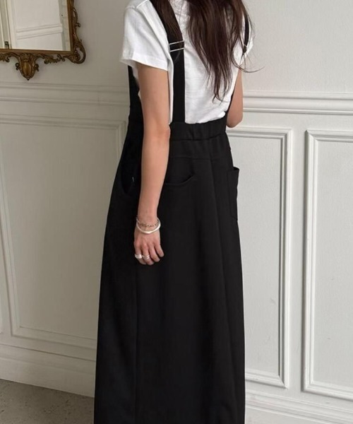 semplice（センプリチェ）の「サロペットロングワンピース（ワンピース・レディース・グレー/ブラック・F）」の4枚目の写真