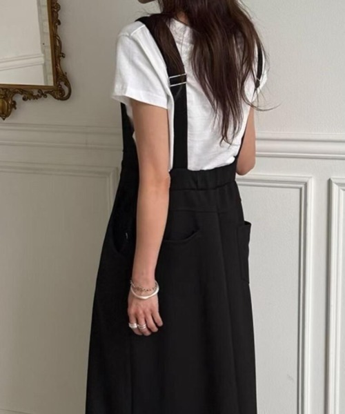 semplice（センプリチェ）の「サロペットロングワンピース（ワンピース・レディース・グレー/ブラック・F）」の5枚目の写真