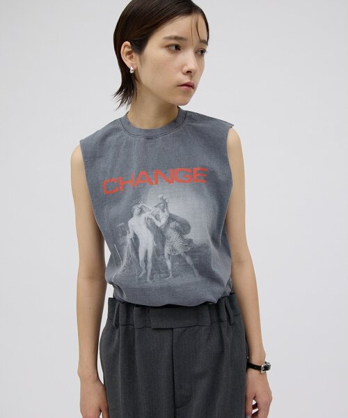 Whim Gazette(ウィムガゼット)の「<WEB限定>【GEMINI】プリントノースリーブプルオーバー(Tシャツ/カットソー・レディース・オフホワイト/チャコールグレー・FREE)」の20枚目の写真