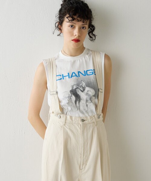 Whim Gazette(ウィムガゼット)の「<WEB限定>【GEMINI】プリントノースリーブプルオーバー(Tシャツ/カットソー・レディース・オフホワイト/チャコールグレー・FREE)」の2枚目の写真